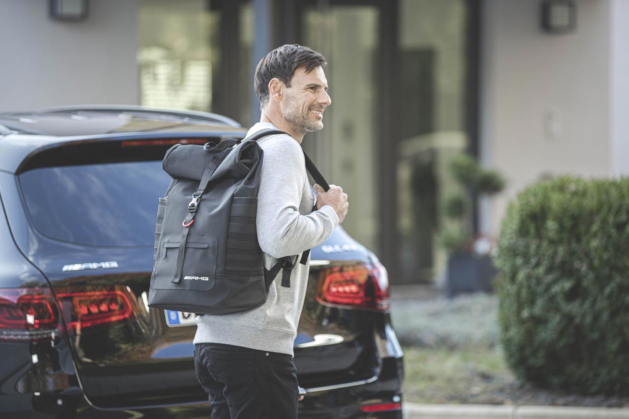 Mercedes-Benz AMG roll-top backpack in black